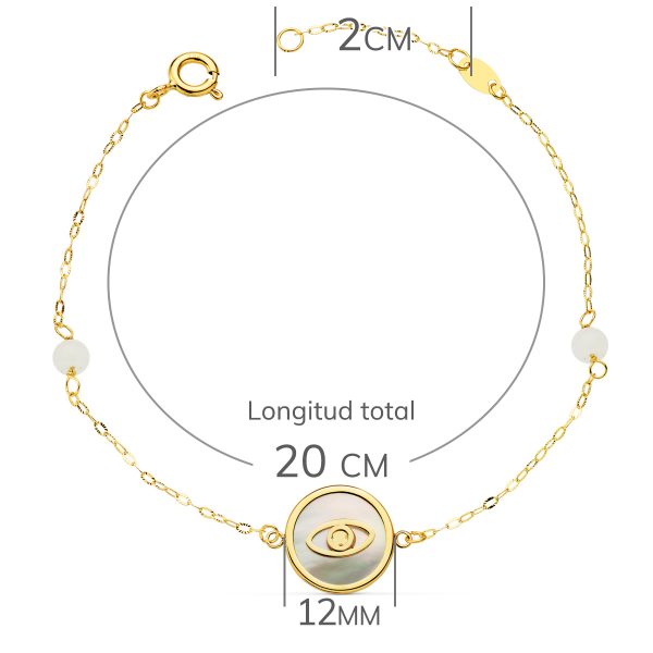 18K PULSERA NÁCAR CON OJO TURCO - Imagen 2