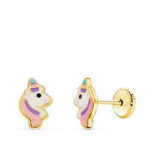 PENDIENTES UNICORNIOS ORO 18K