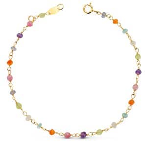 PULSERA BOLAS COLORES ORO 18K