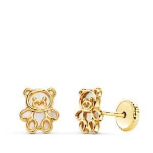 PENDIENTES OSITO ORO 18K