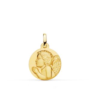 MEDALLA ANGEL MATIZADA ORO 18K
