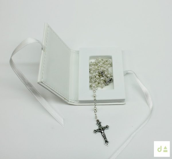 CAJA ROSARIO CÁLIZ PIEL BLANCA - Imagen 2