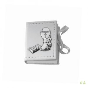 CAJA ROSARIO CÁLIZ PIEL BLANCA