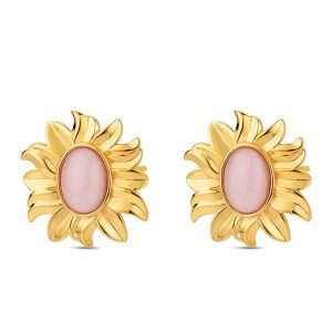 PENDIENTES GIRASOL ACERO CHAPADO 18KT