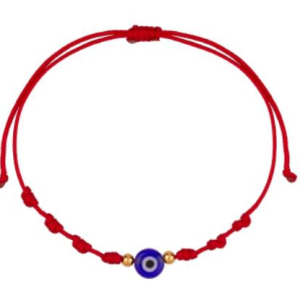 PULSERA OJO NYLON ROJO ORO 18K